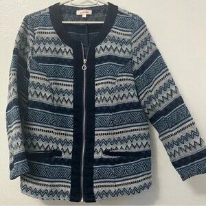 Unique Vintage Le Grenier Patterned Zip Up Jacket With Pockets